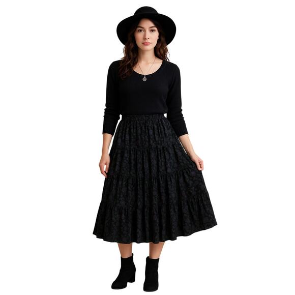 Vintage Putumayo New York floral skirt, made in India from soft 100% rayon (L) - Picture 1 of 4